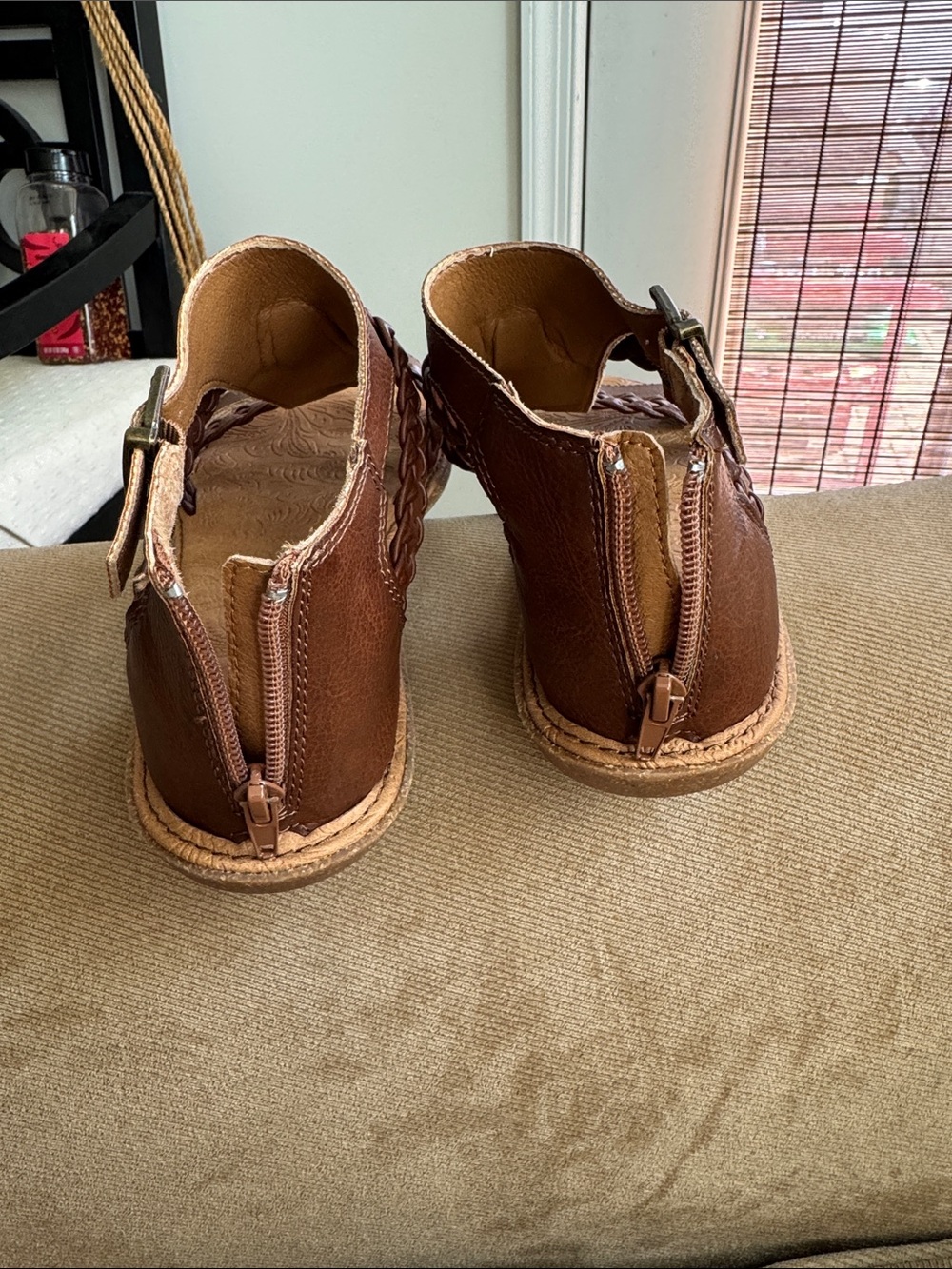 b.o.c. Brown Braided Leather Ankle-Strap Sandals - Picture 4 of 6